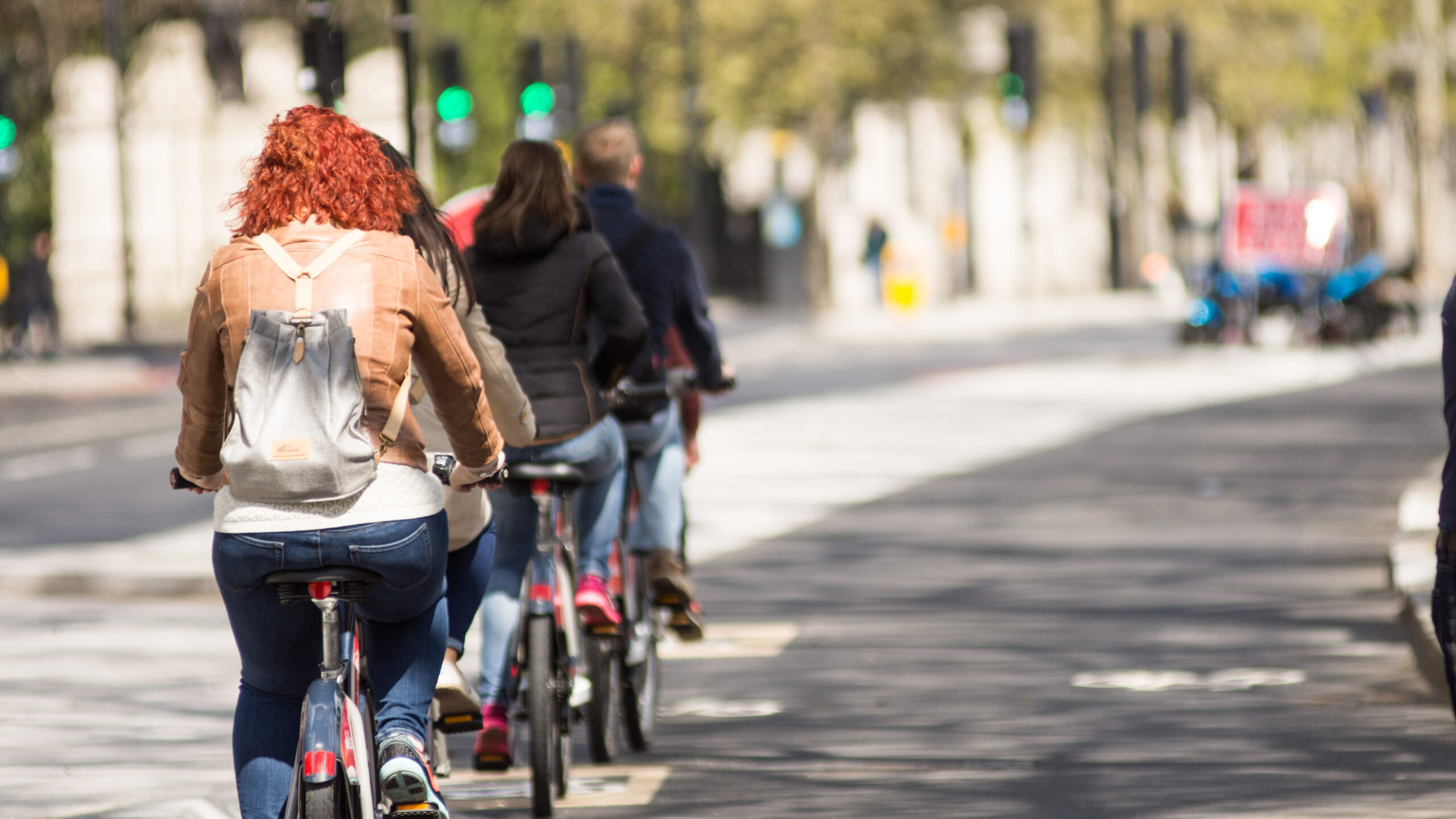 London cyclists in cycle lane