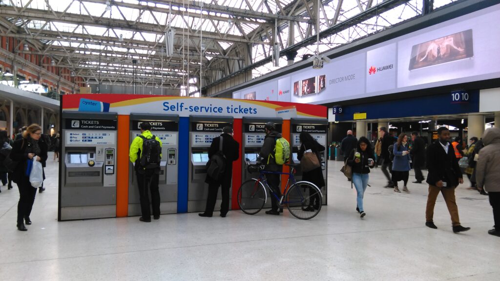 ticket machines at Waterloo Station