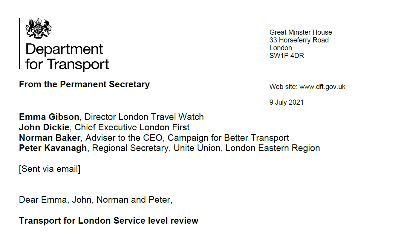DfT Letter