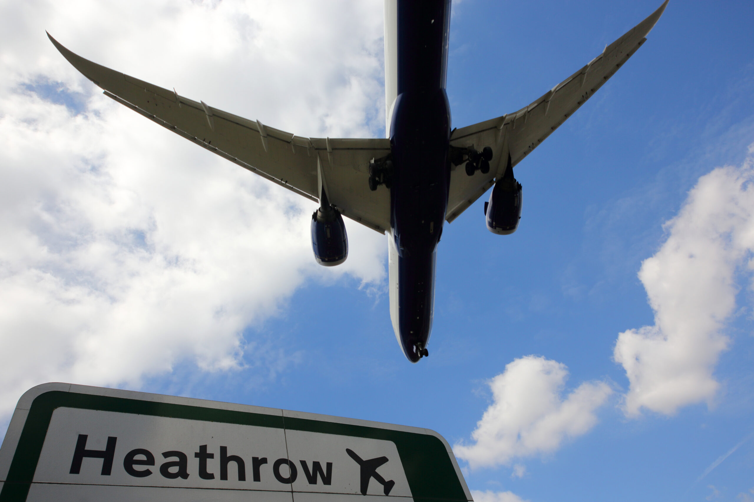 Heathrow Airport sign and plane