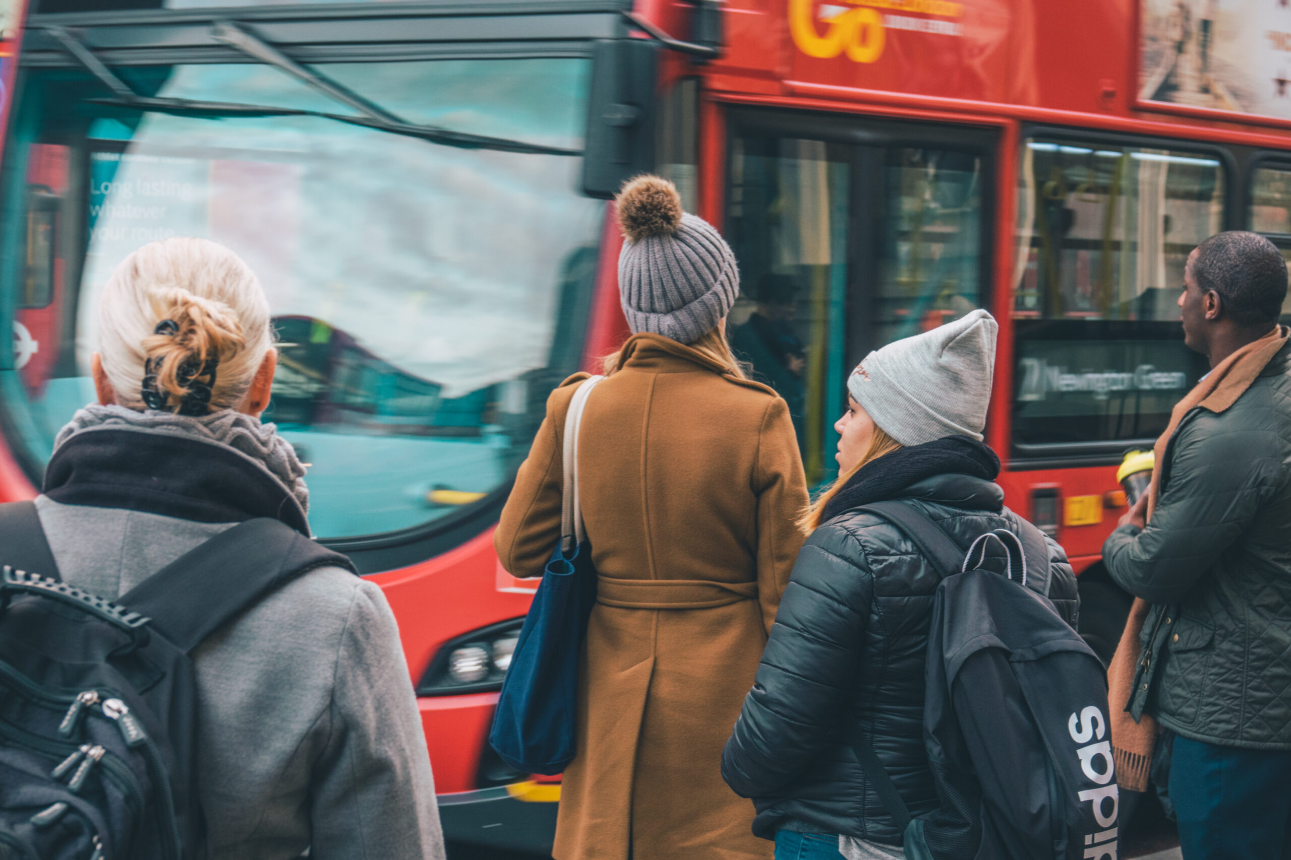 London bus and passengers