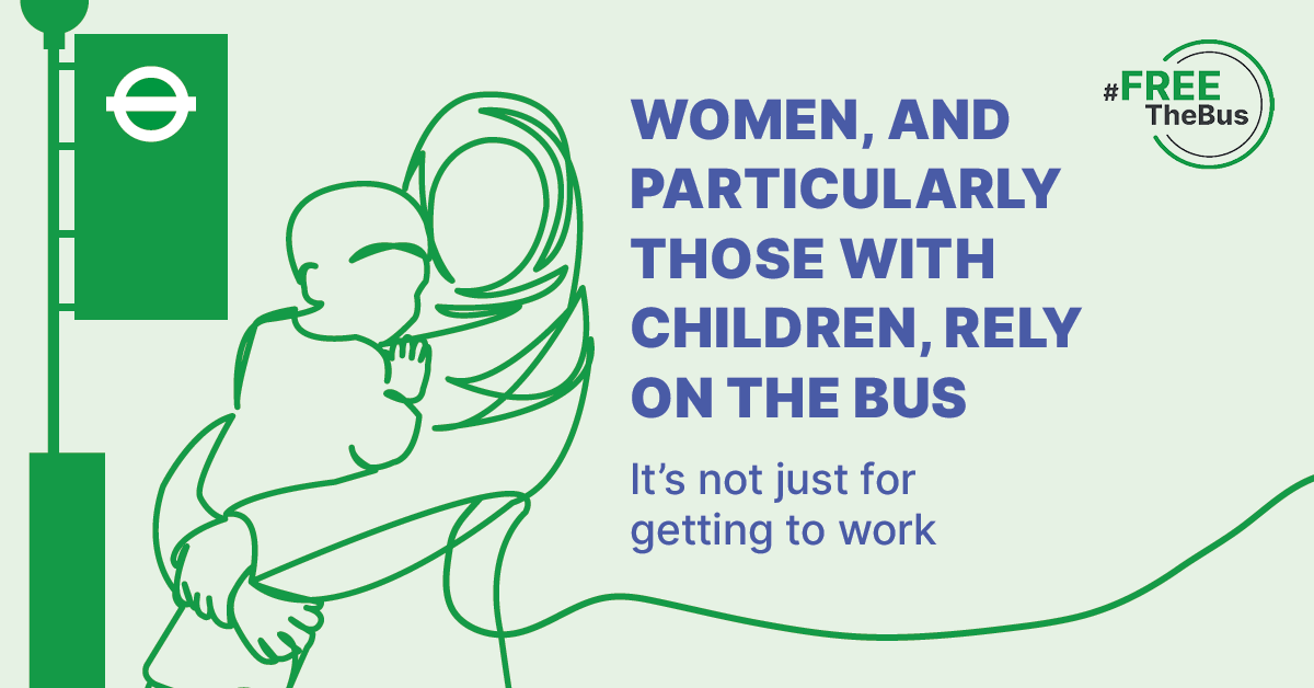 Women with children reply on the bus