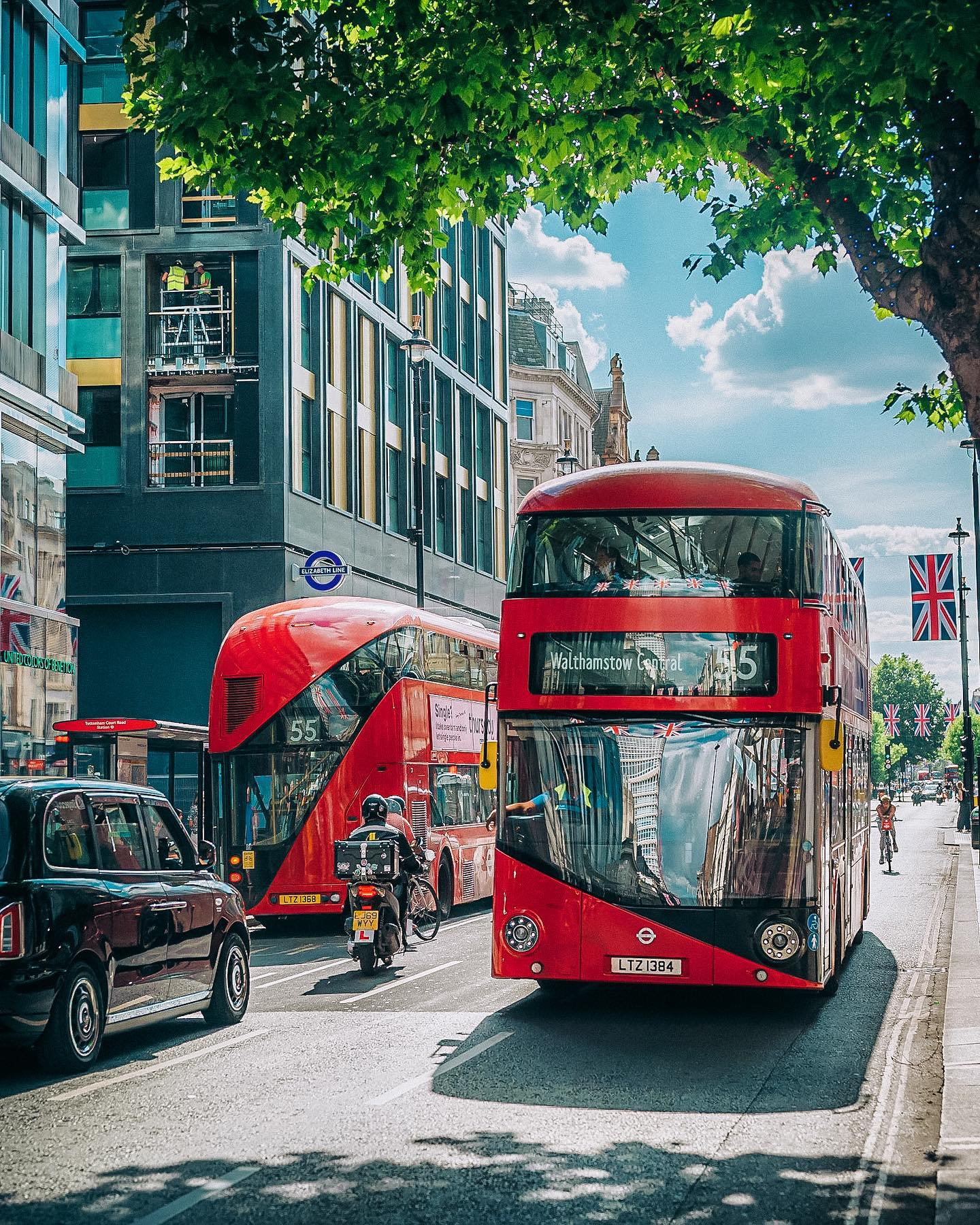 Buses on London street