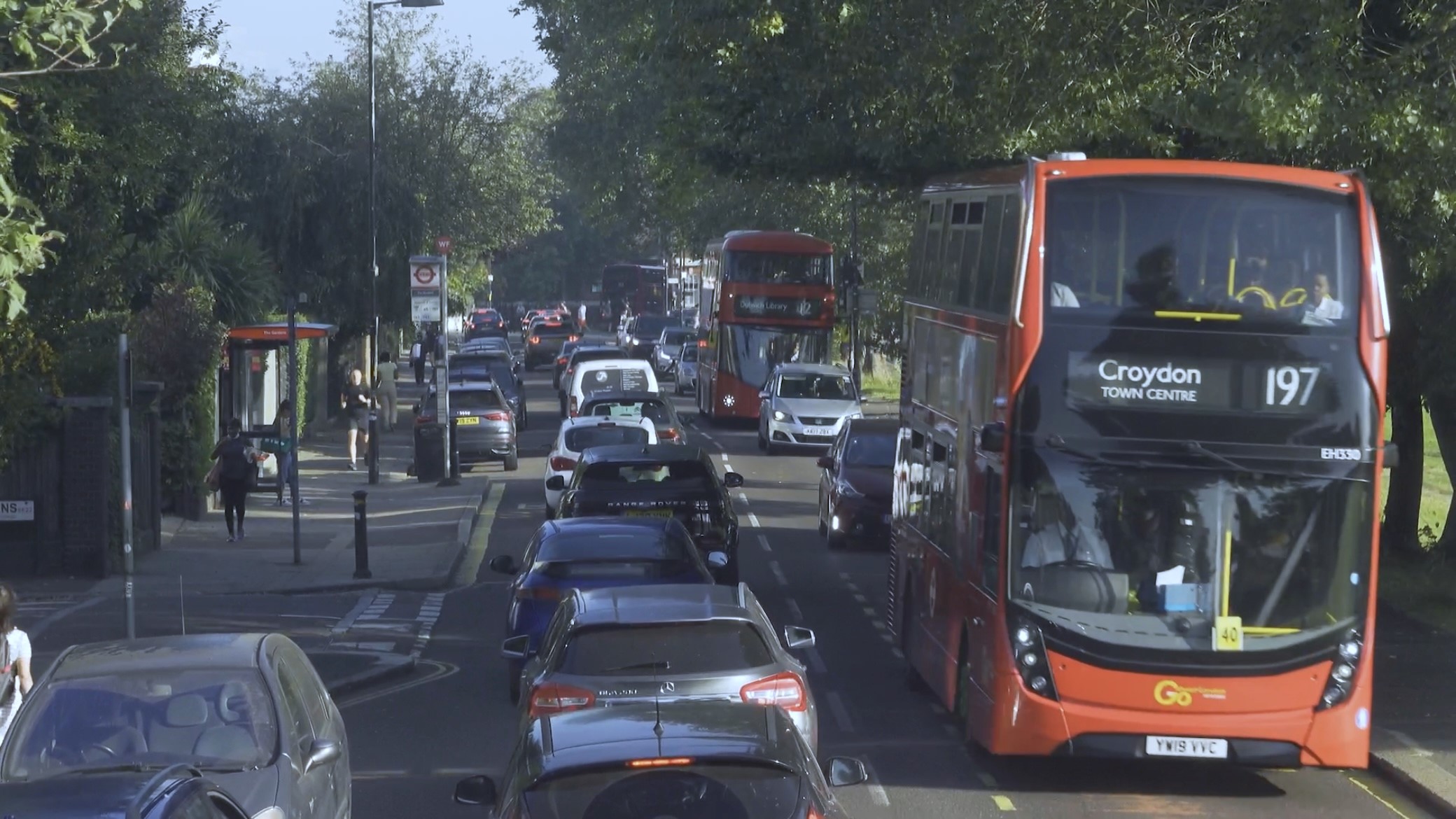 Bus stuck in traffic