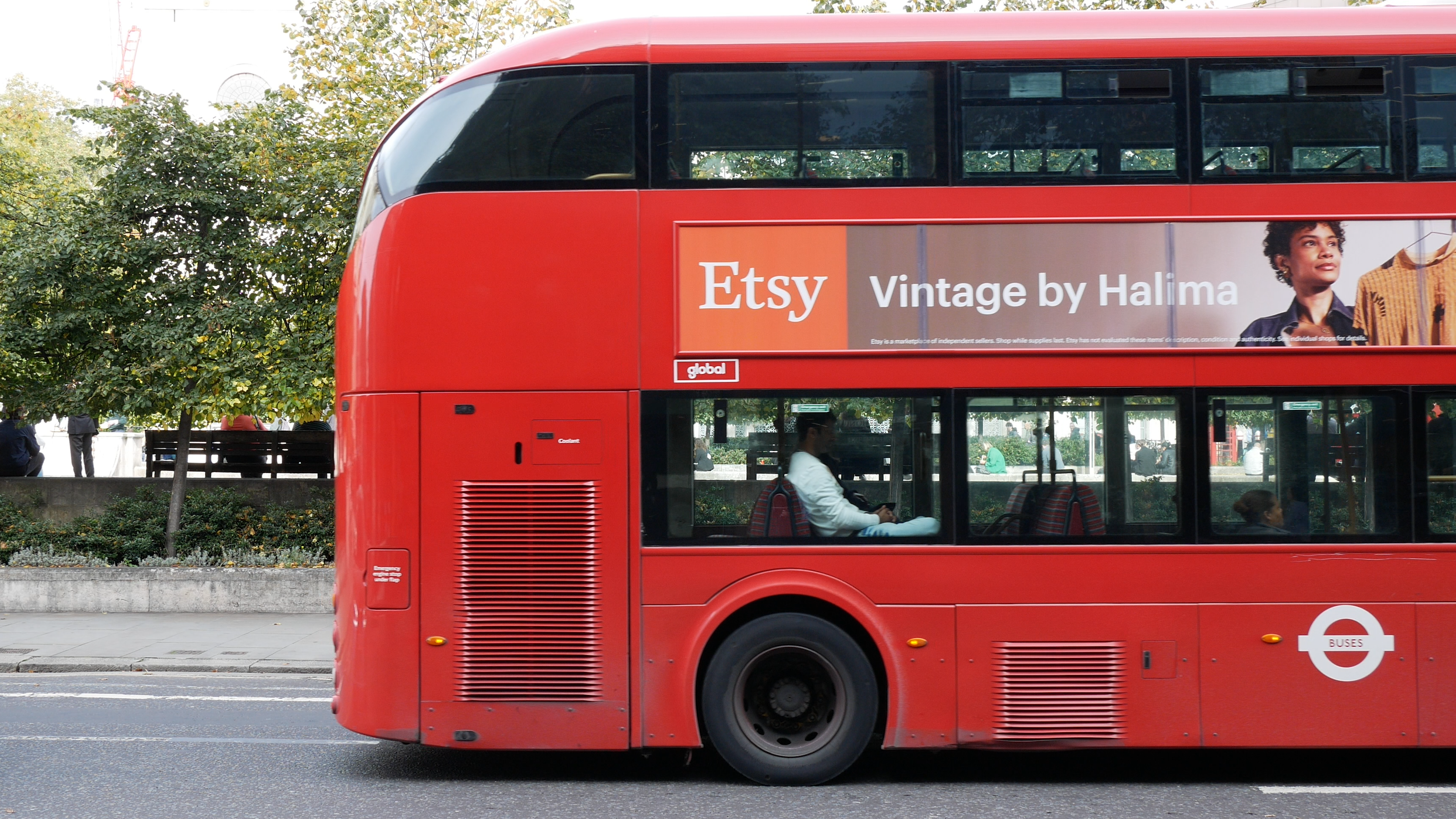 Rear of bus pulling away
