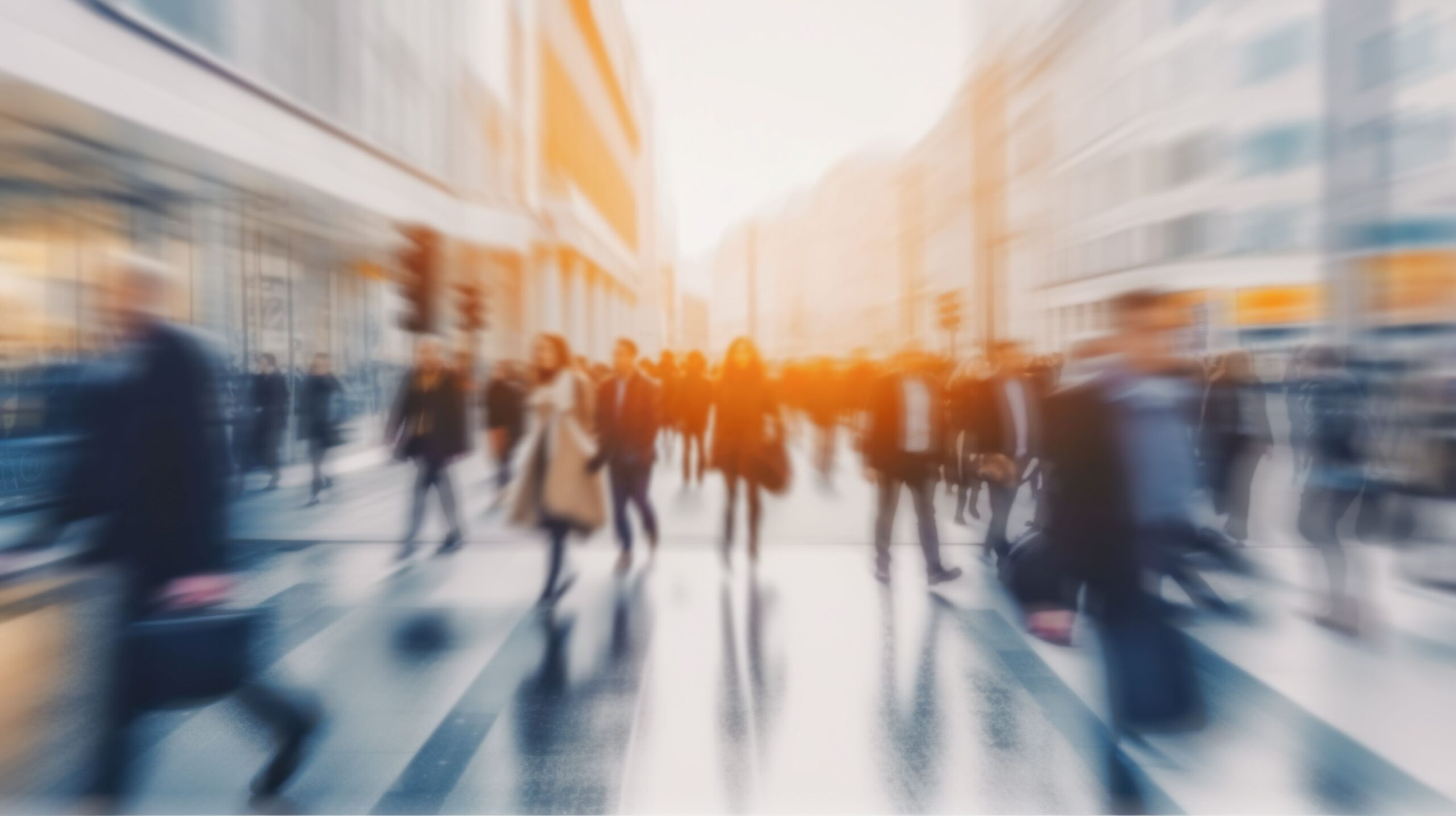 A blurred shot of people walking in the centre of London