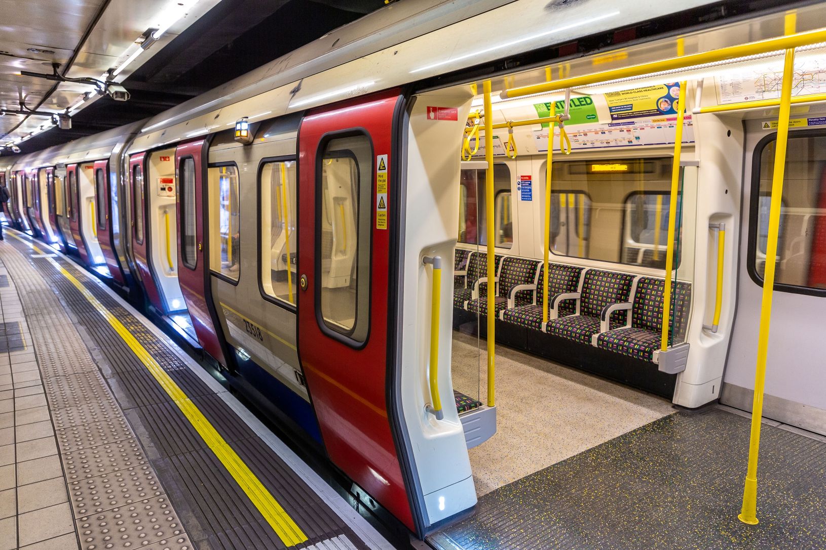 Empty tube train at the platform