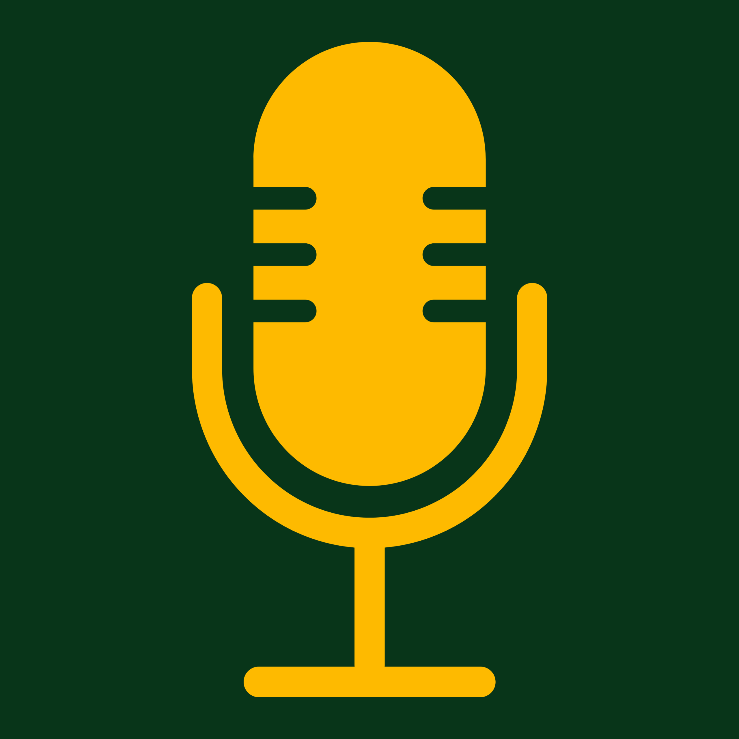 A yellow microphone on a dark green background