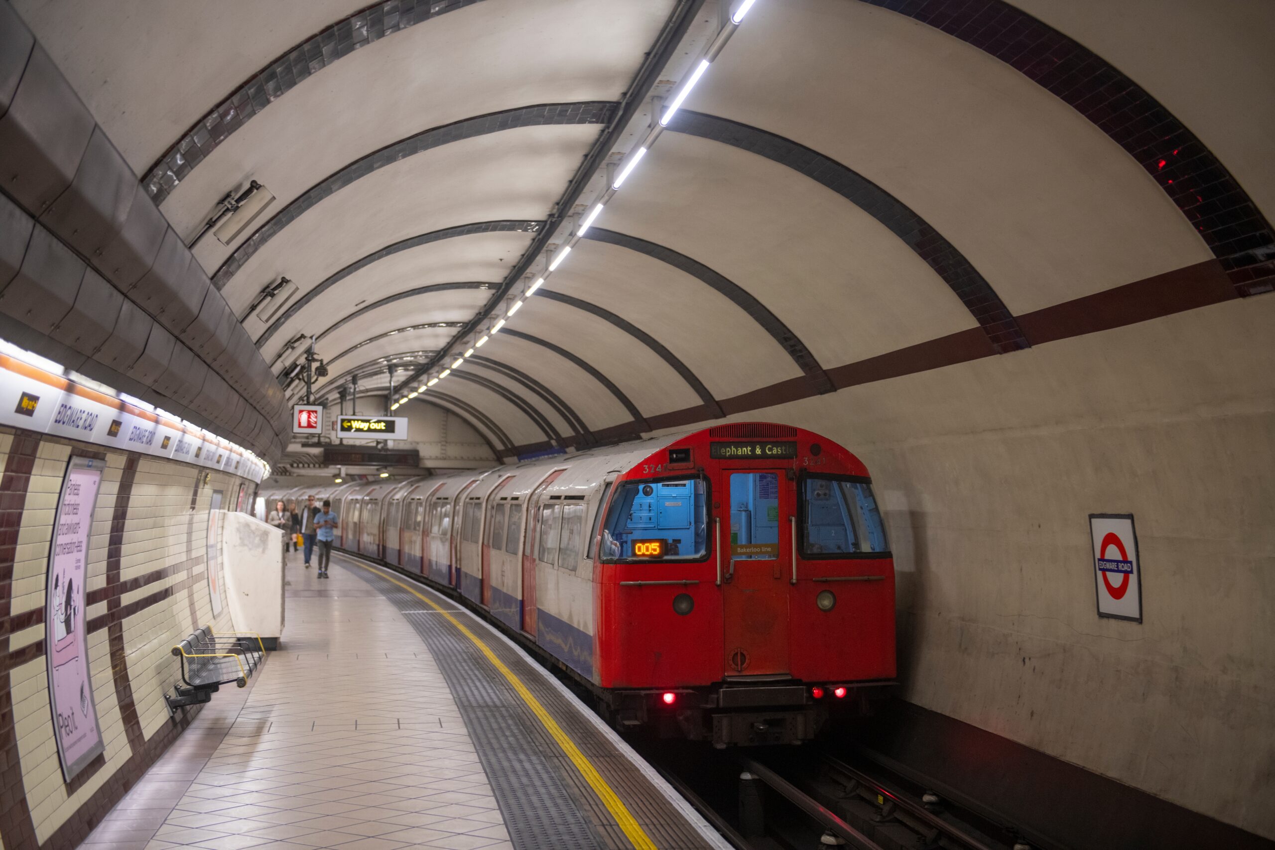 Bakerloo line train at platform at Edgeware Road