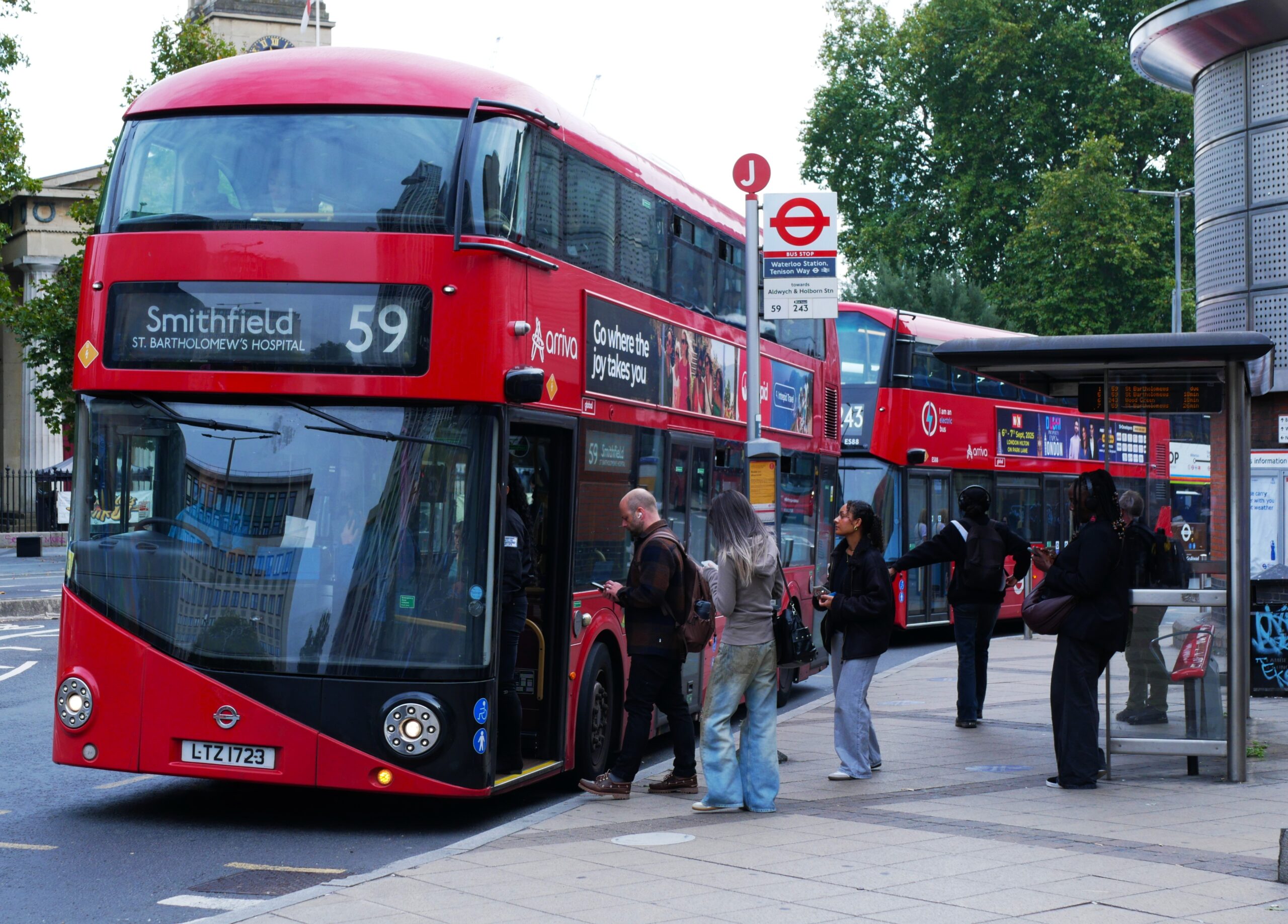 Passengers boarding a bus