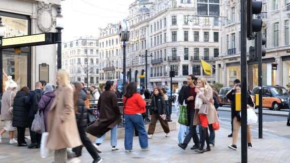 People walking outside Oxford Circus station