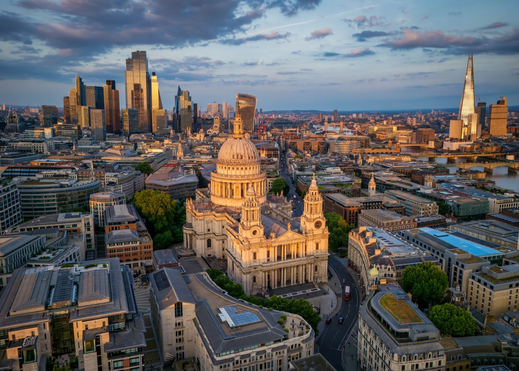 Aerial view St Pauls Cathedral in London